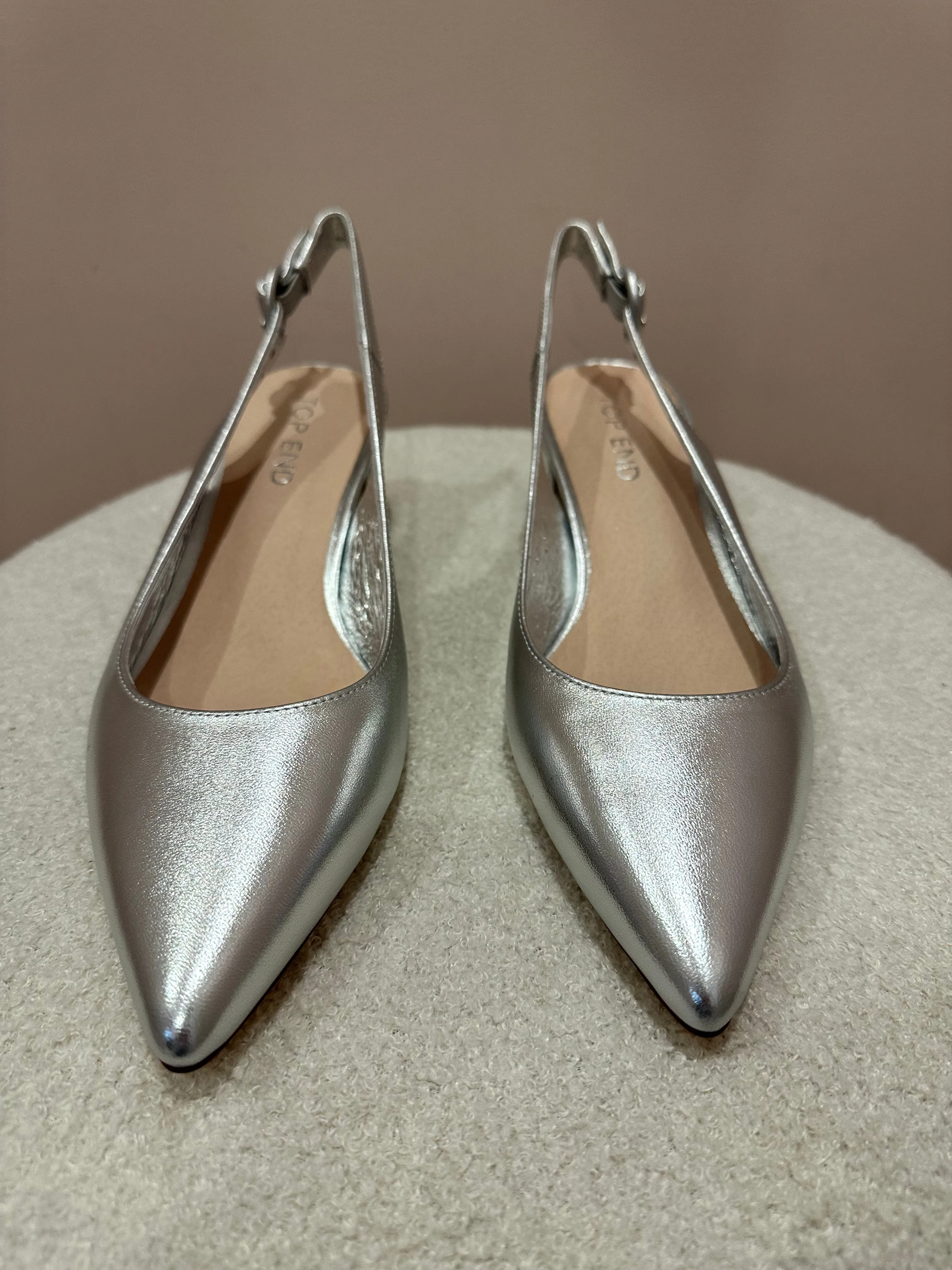 TOP END - Abigale Leather Heel SILVER