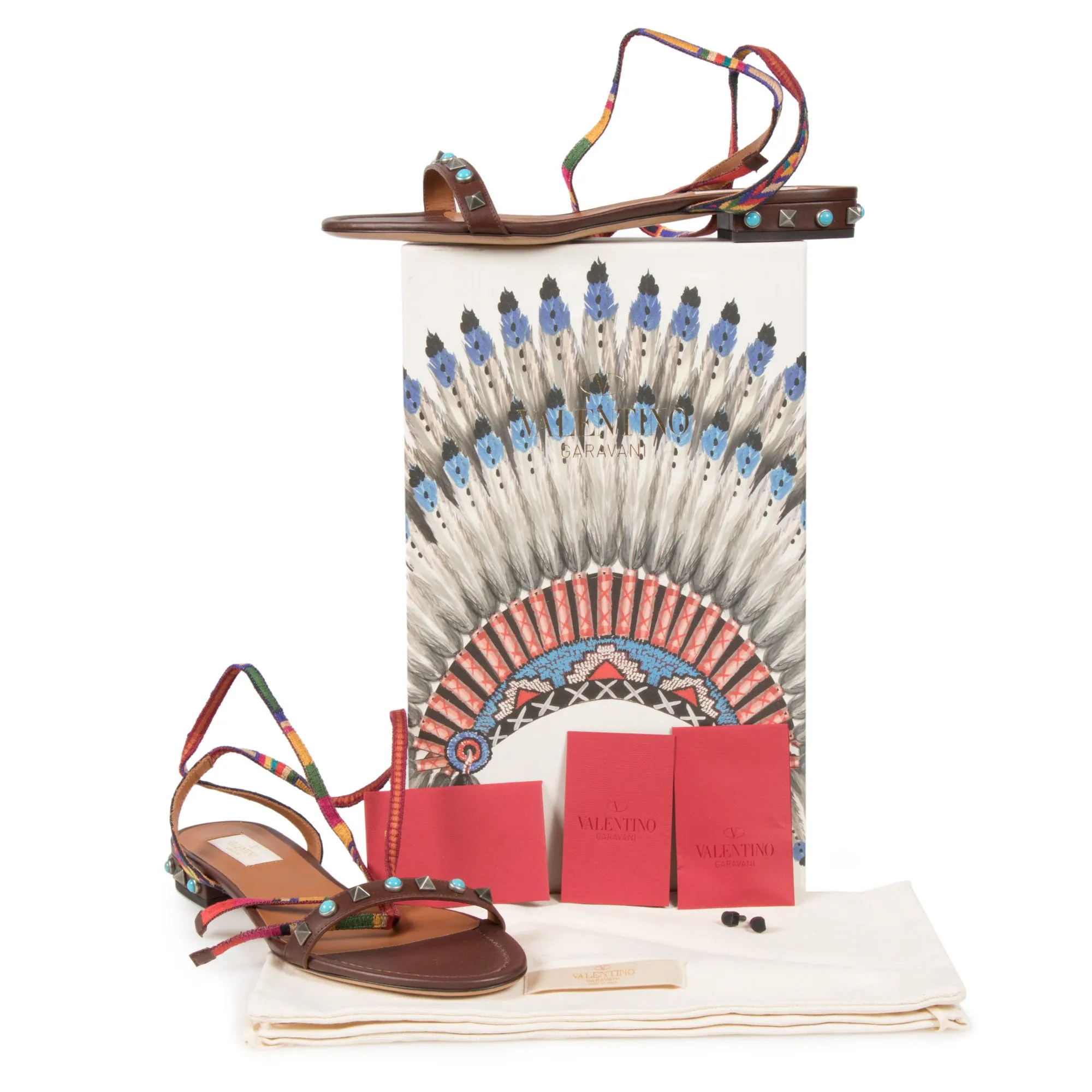 Valentino Light Brown Rockstud Rolling Sandals