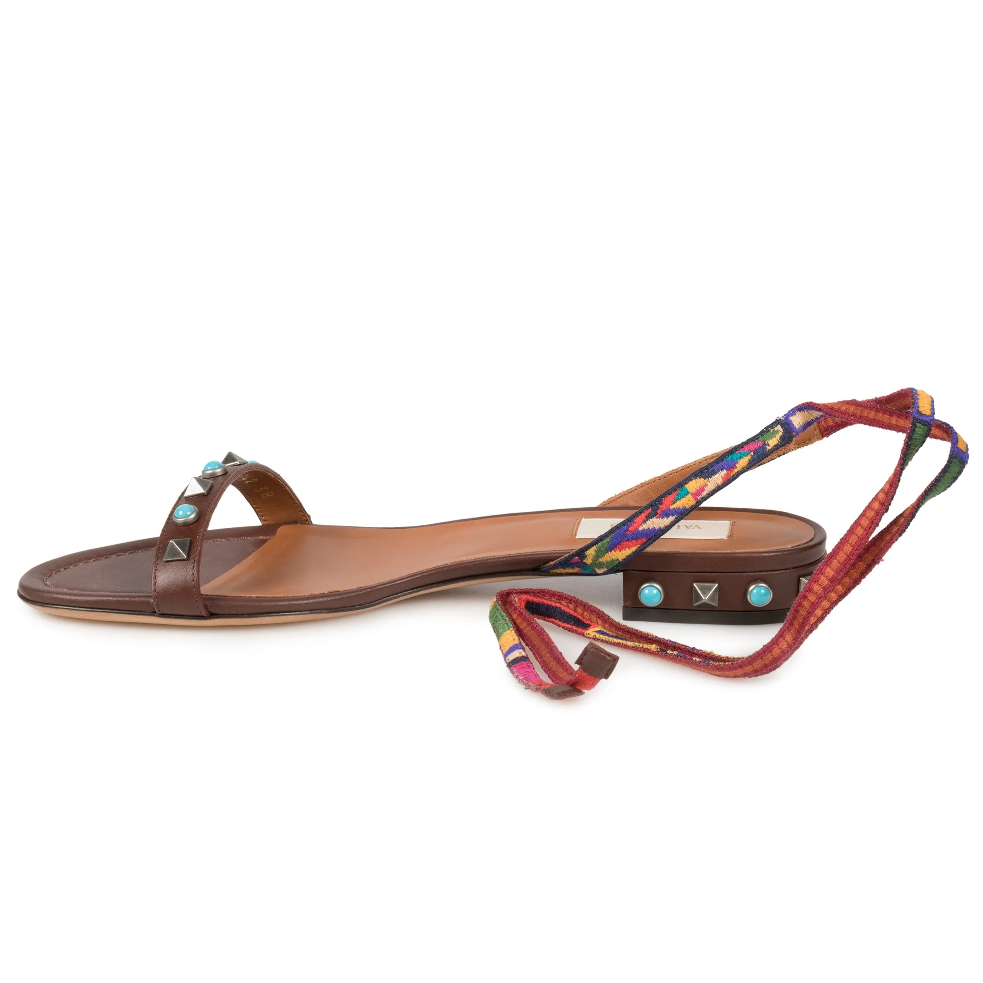 Valentino Light Brown Rockstud Rolling Sandals