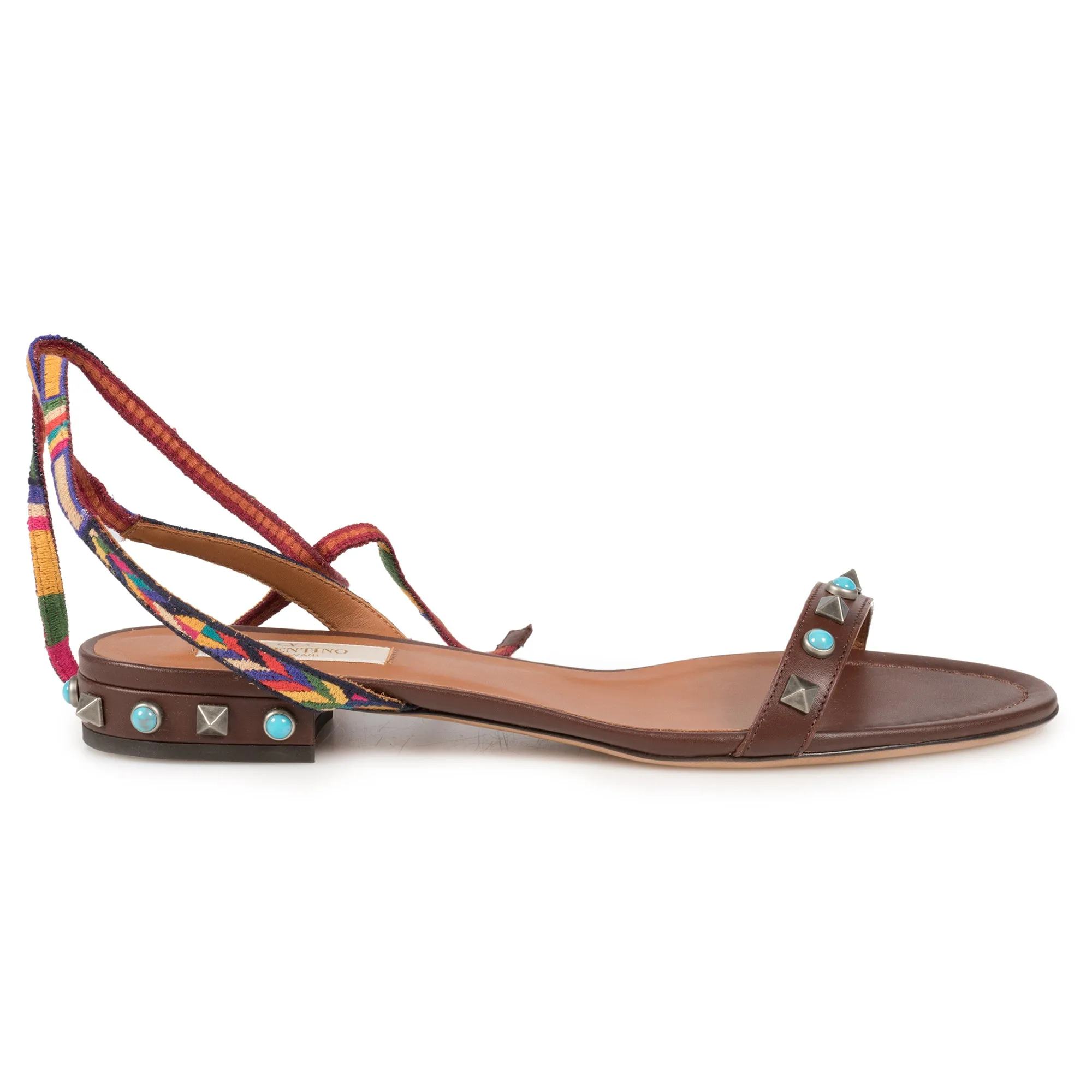 Valentino Light Brown Rockstud Rolling Sandals