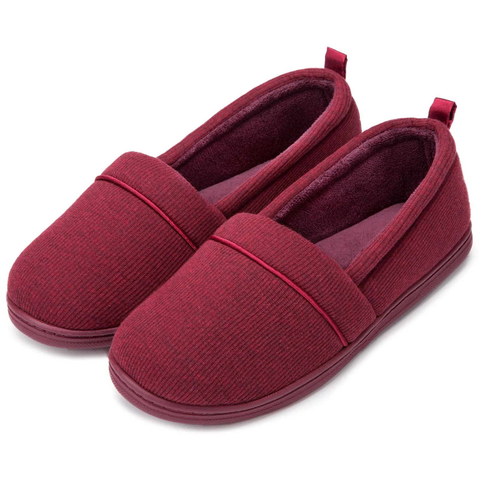 Women's Comfort Knit Loafer Light Weight Slippers with Anti-Skid Rubber Sole