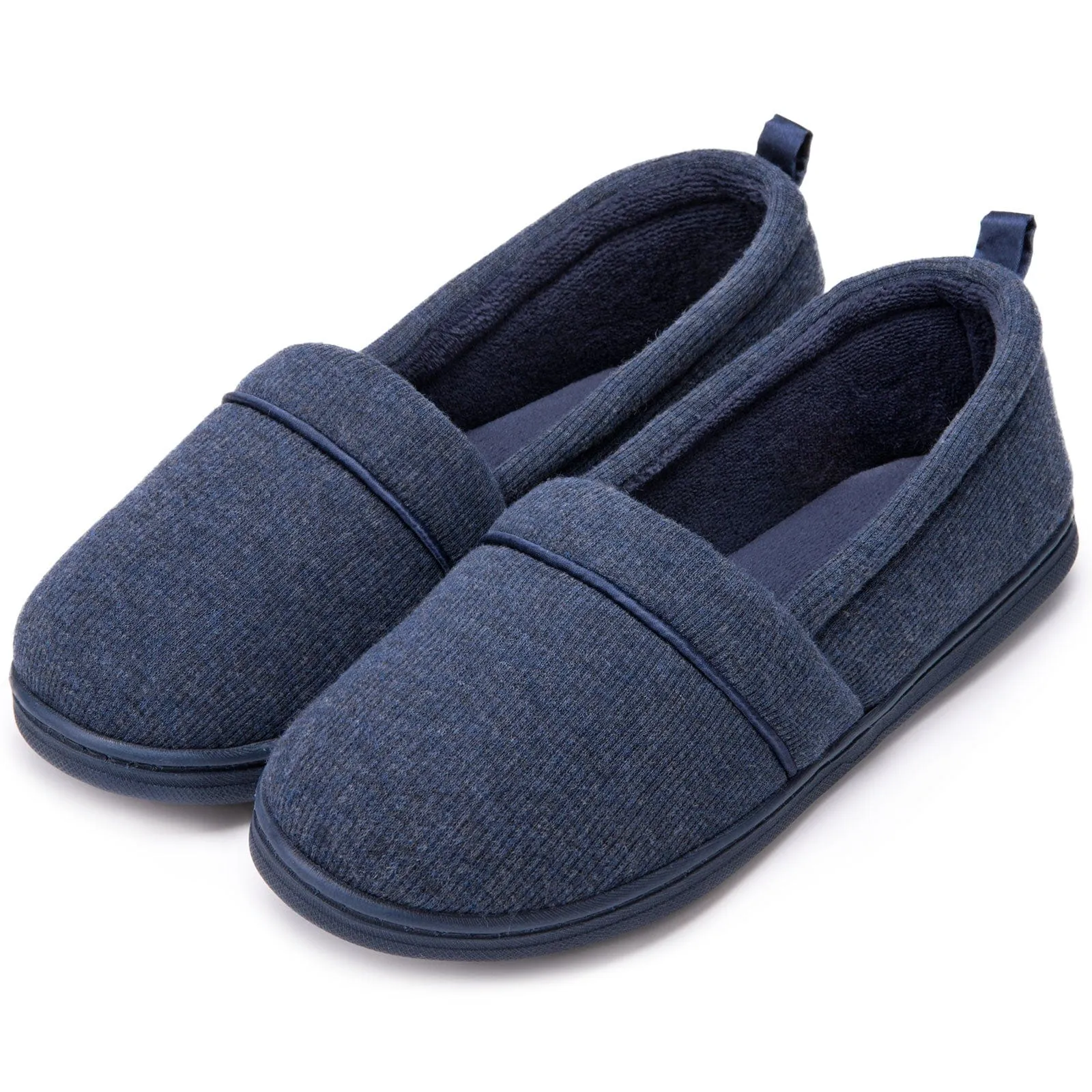 Women's Comfort Knit Loafer Light Weight Slippers with Anti-Skid Rubber Sole