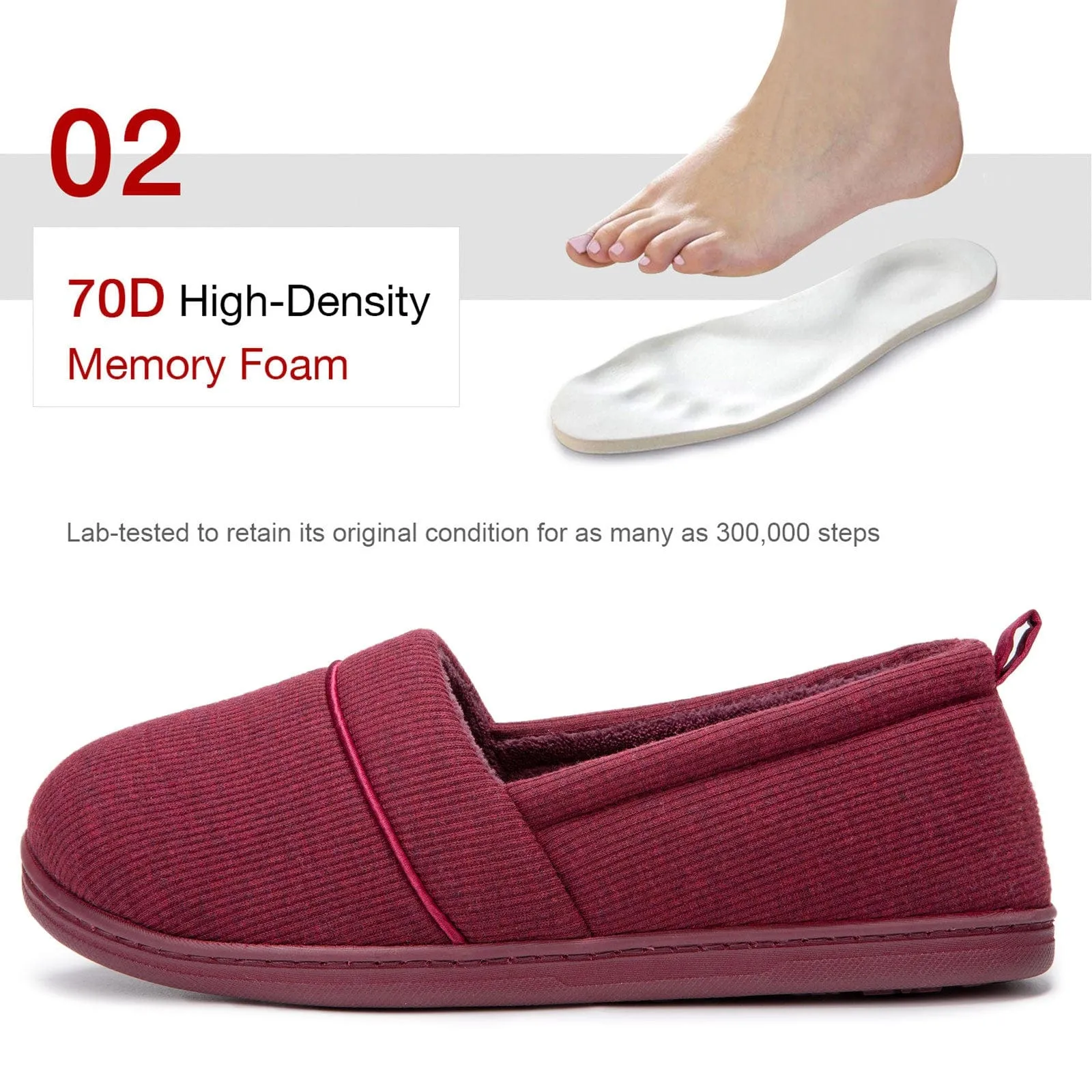 Women's Comfort Knit Loafer Light Weight Slippers with Anti-Skid Rubber Sole